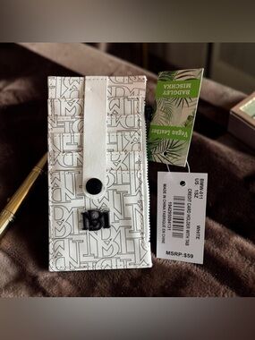 Badgley Mischka White Monogram Card Wallet with Snap